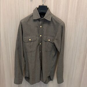 Drake's - Grey Cotton Two-Pocket Work Shirt - Size S